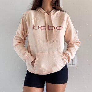 Bebe | Y2K light pink graphic hoodie with metallic shiny text | Size M | NWT